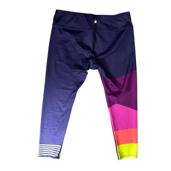 Layer 8 Colorblock Activewear Leggings Sz Large Quick-Dry Stretch Neon - Picture 2 of 9